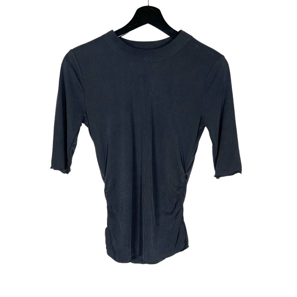 Free People Intimately Charcoal Grey Crew Neck Half Sleeve Ribbed Top Medium